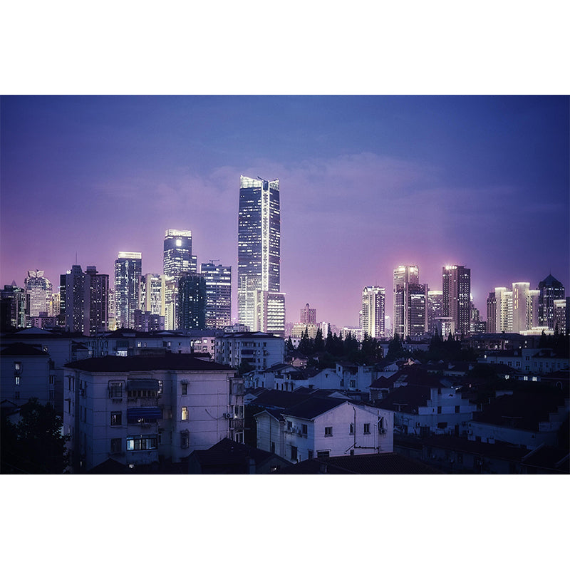 Shanghai Cityscape muurschildering behang donkere kleur vochtbestendig muur decor voor kamer