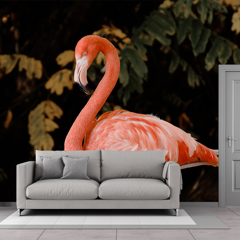 Full Size Flamingo Mural Wallpaper Decorative for Entrance End of Corridor