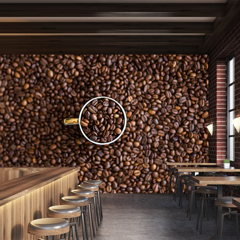Coffee Beans Mural Wallpaper Modern Decorative Coffee Shop, Custom Size Available