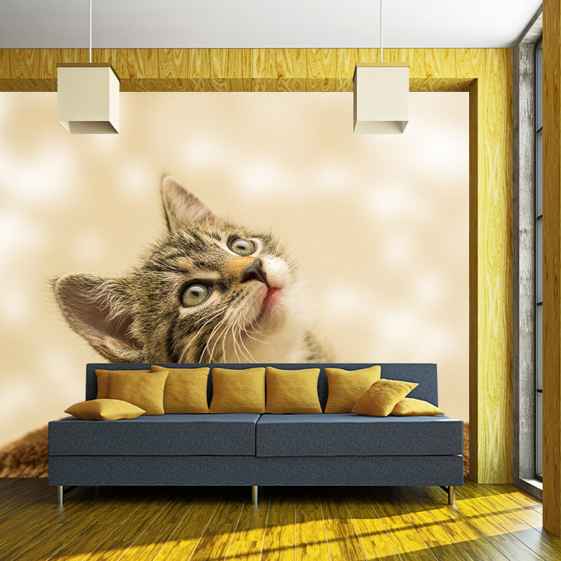 Animal Cat Mural Wallpaper Contemporary Moisture Resistant Wall Covering