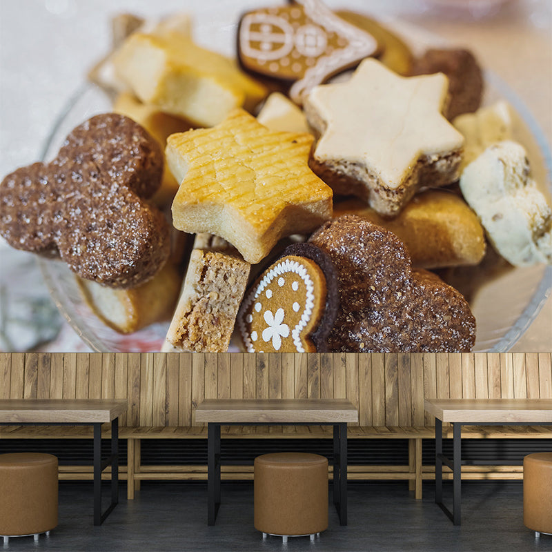 Sweet Cookies Wall Murals Stain Resistant Wall Decor for Bakery Shop, Personalised Size