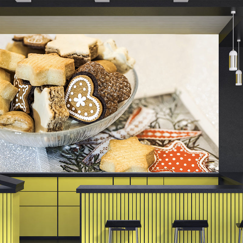 Sweet Cookies Wall Murals Stain Resistant Wall Decor for Bakery Shop, Personalised Size