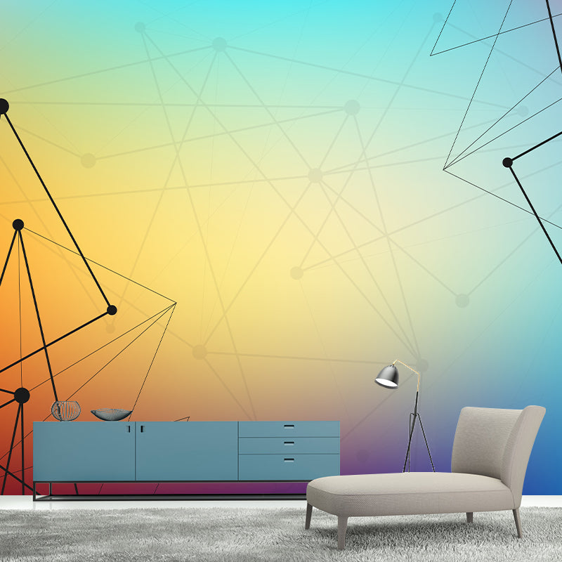 Modern Geometry Wall Mural Decal Moisture Resistant Wall Decor, Custom Size Available