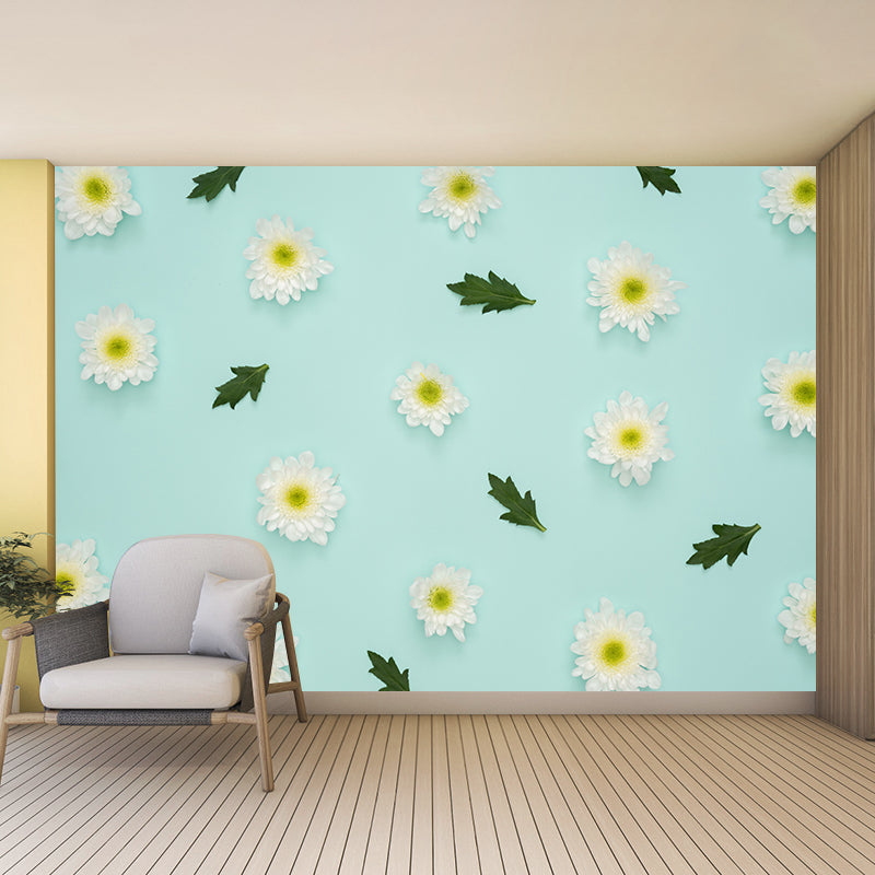 Flower Blossom Murals Modern Wall Covering for Sitting Room, Water Resistant