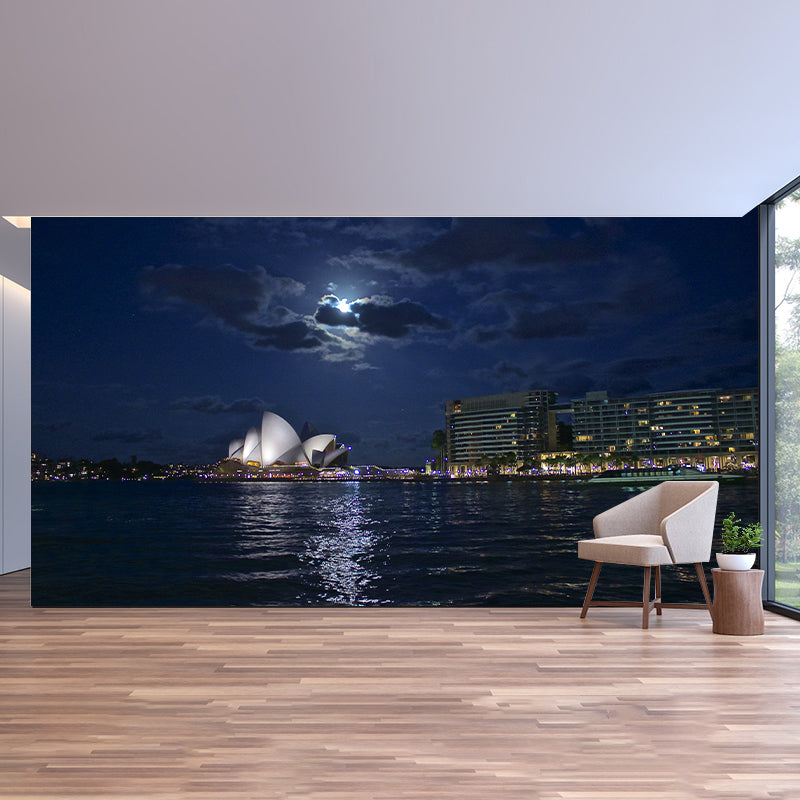 London City Mural Wallpaper Water-Resistant Wall Covering for Meeting Room Decoration