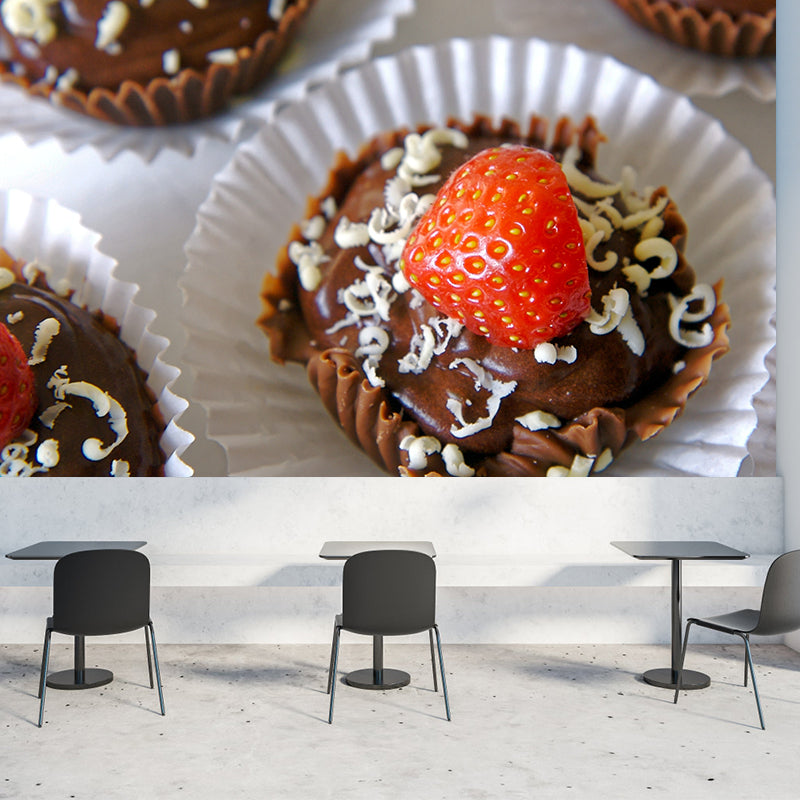 Colorful Cupcake Wall Decal Bakery Mural Wallpaper Water Resistant, Personalized Size
