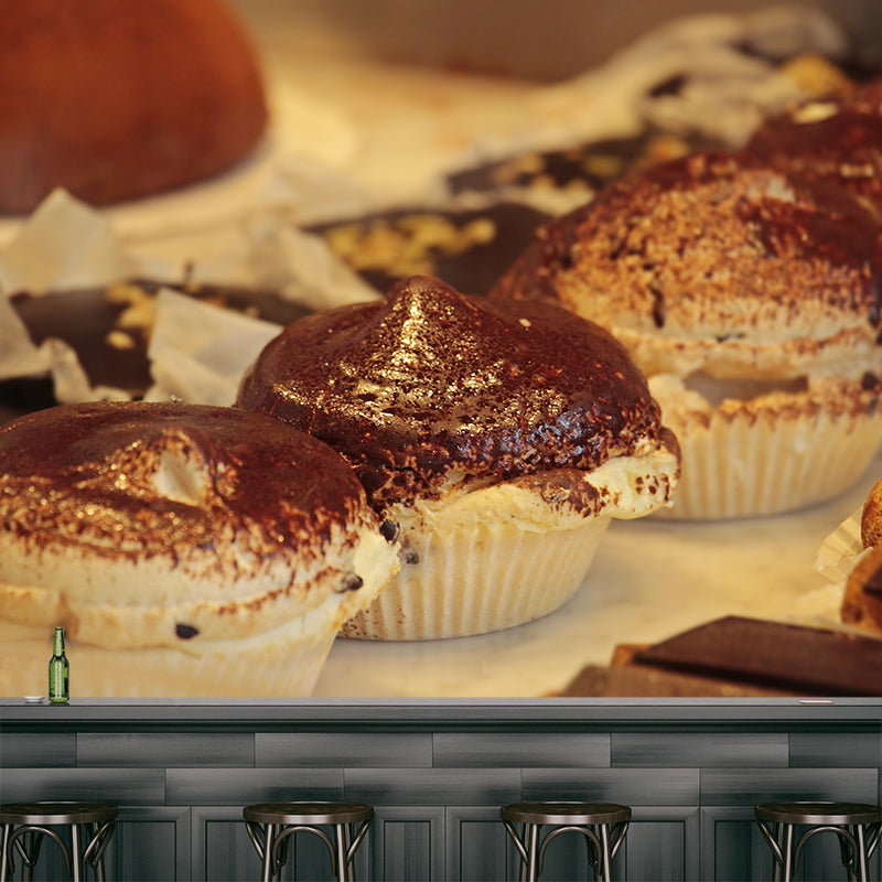 Colorful Cupcake Wall Decal Bakery Mural Wallpaper Water Resistant, Personalized Size