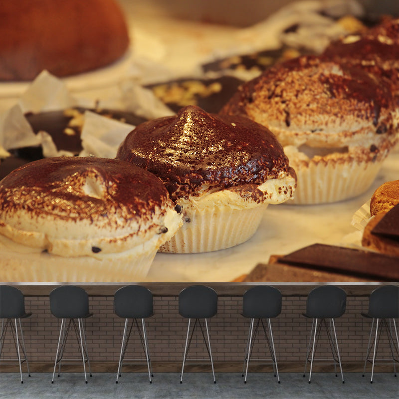 Colorful Cupcake Wall Decal Bakery Mural Wallpaper Water Resistant, Personalized Size