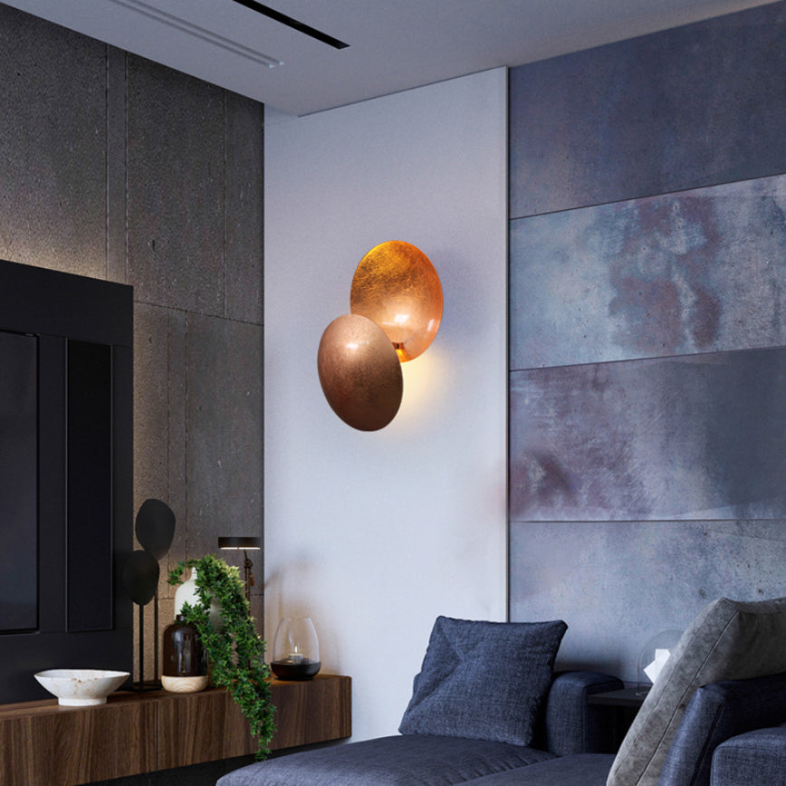 Wrought Iron LED Rotatable Wall Lamp in Modern Creative Style Gold Foil Circular Wall Sconce for Bedroom