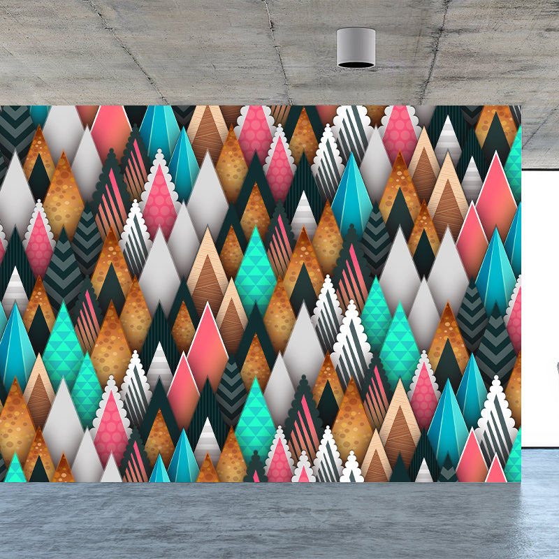 Geometric Triangle Wallpaper Mural Moisture Resistant Bedroom Wall Covering