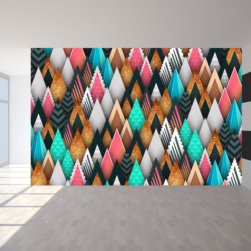 Geometric Triangle Wallpaper Mural Moisture Resistant Bedroom Wall Covering