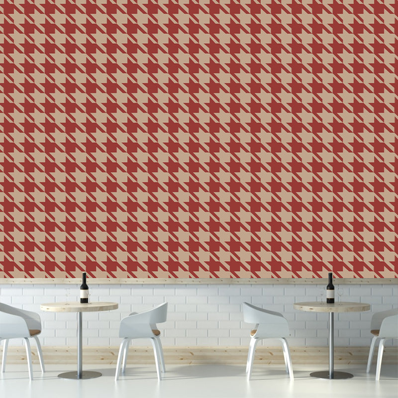 Houndstooth Wall Mural Modern Style Mildew ResistantDecorative Dining Room Wall Art