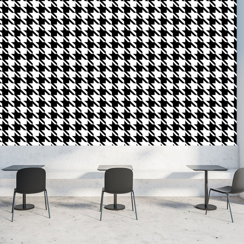 Houndstooth Wall Mural Modern Style Mildew ResistantDecorative Dining Room Wall Art