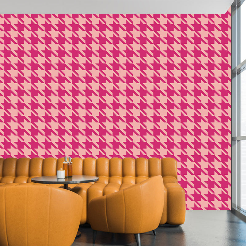 Houndstooth Wall Mural Modern Style Mildew ResistantDecorative Dining Room Wall Art