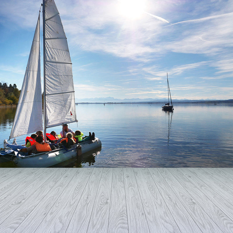 Sailboat Mural Wallpaper Mildew Resistant for Accent Wall Multiple Sizes Available