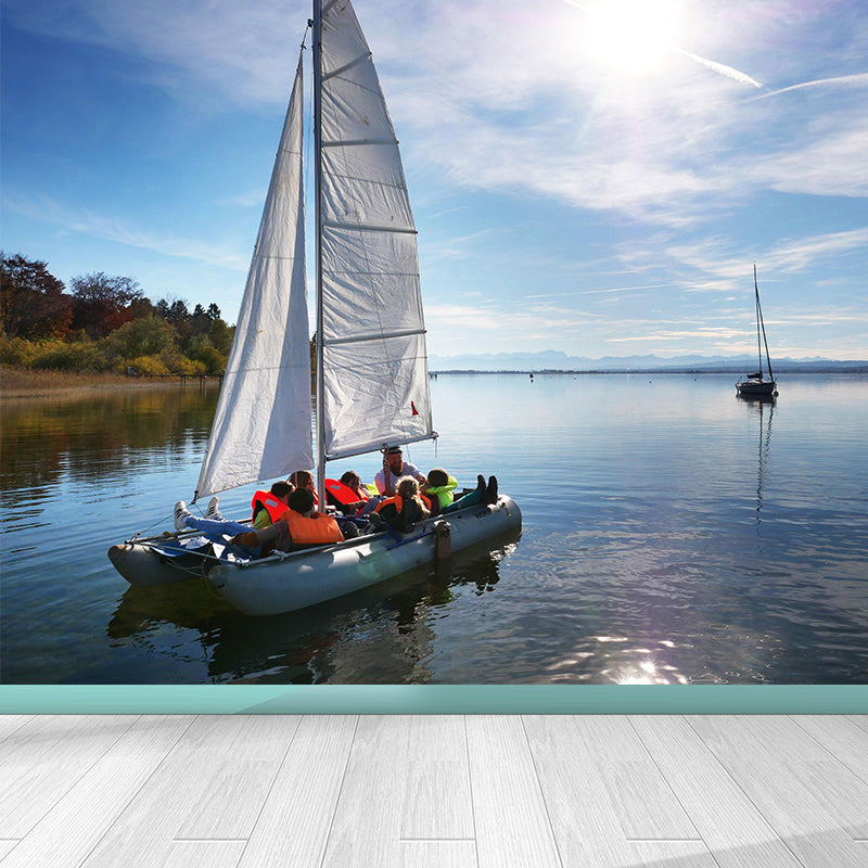 Sailboat Mural Wallpaper Mildew Resistant for Accent Wall Multiple Sizes Available