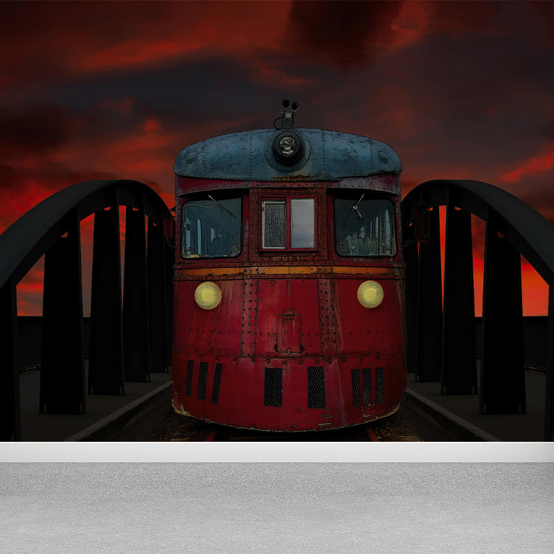 Vintage Train  Transportatin Mural Horizontal Illustration Decorative Wall Covering