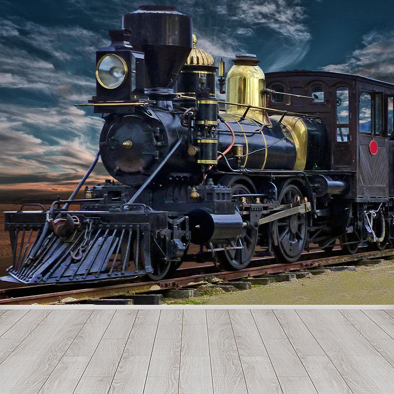 Vintage Train  Transportatin Mural Horizontal Illustration Decorative Wall Covering