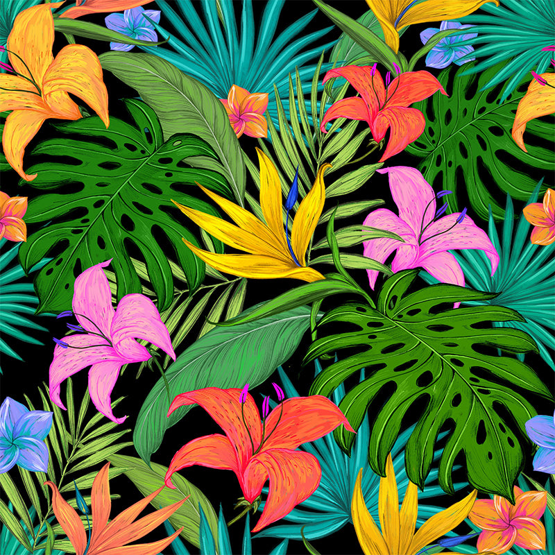 Leaves Pattern Mural Decal Tropical Decorative Illustration Kitchen Wall Covering