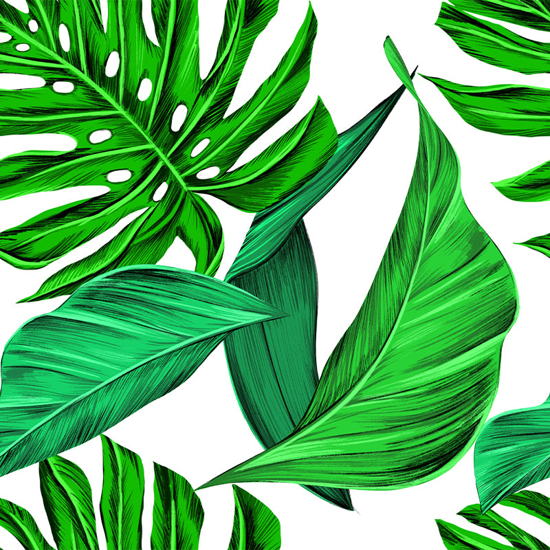 Mildew Resistant Ornamental Wall Mural Tropical Botanical Leaves Wall Covering for Accent Wall