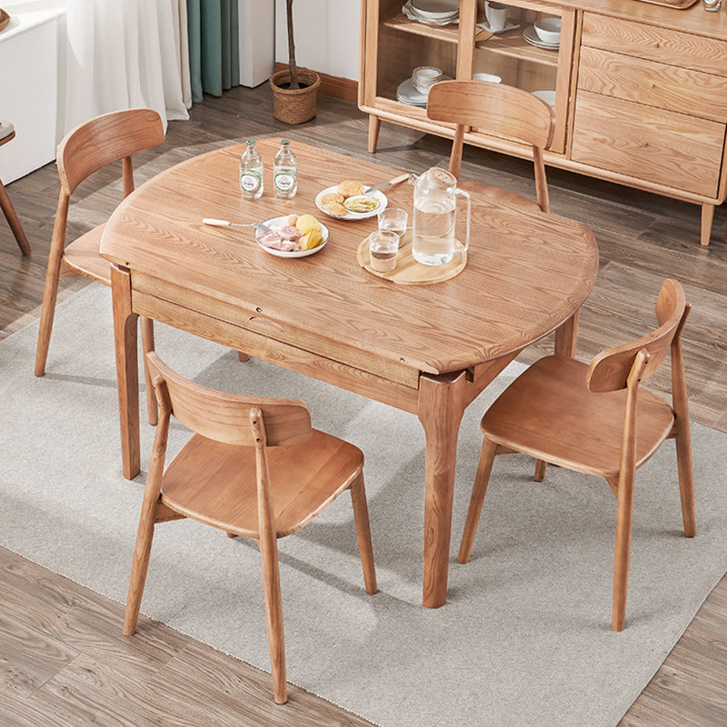 Modern Dining Set Solid Wood Round Shape 4 Legs Base Extendable Dining Table Set