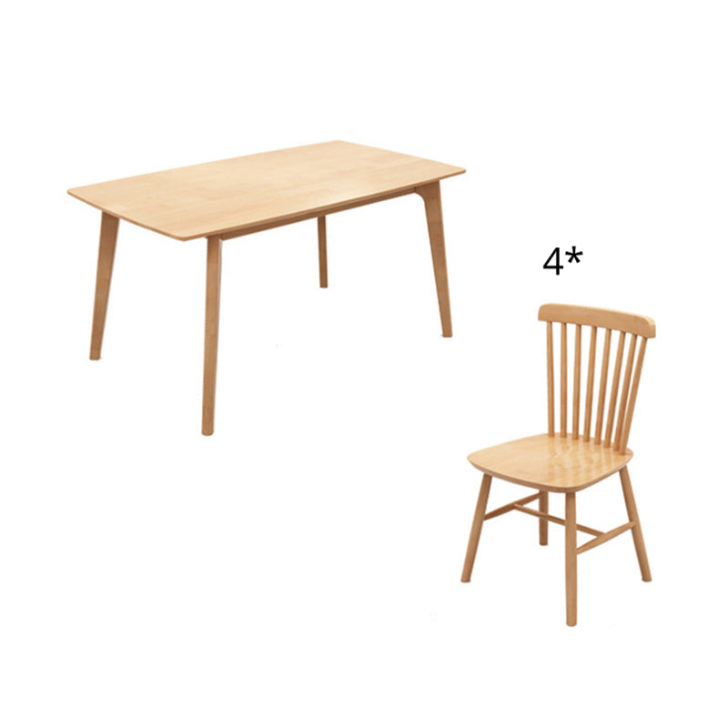 Ensemble de table à manger en forme de bois moderne en bois à 4 jambes formelle pour meubles à manger