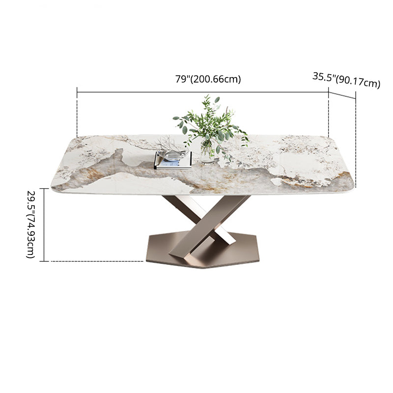 Juego de comedor de piedra sinterizado de estilo moderno con mesa de mesa rectangular