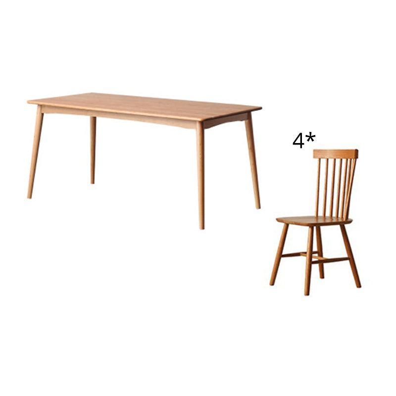 Contemporary Solid Wood Rectangle Shape Dining Furniture 4 Wood Legs Table Formal for Dining Room