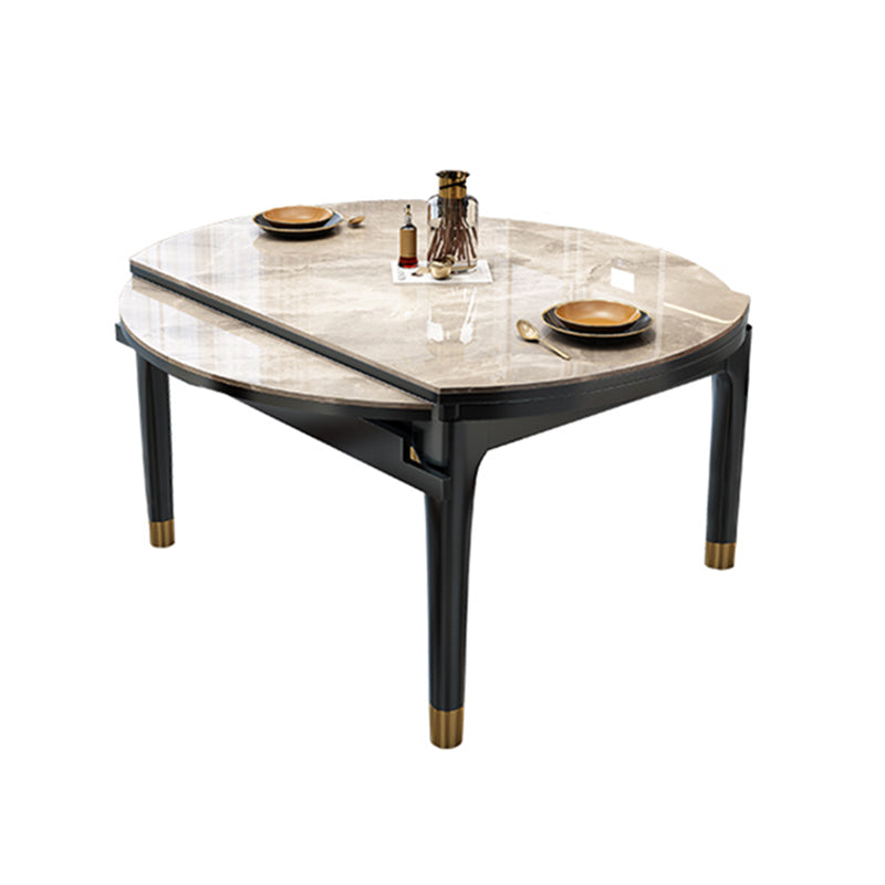 Modern Rectangle Shape Dining Set Sintered Stone Top Dining Table Furniture with Self-Storing¬†Leaf