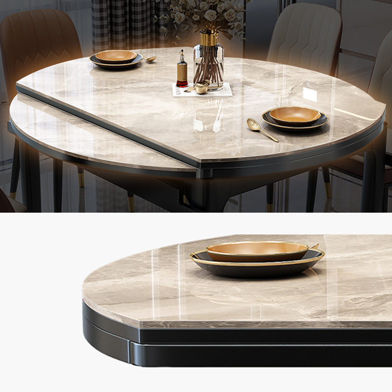Conjunto de comedor de forma rectangular moderno muebles de mesa de comedor de piedra sinterizada con correa autopista † Hoja