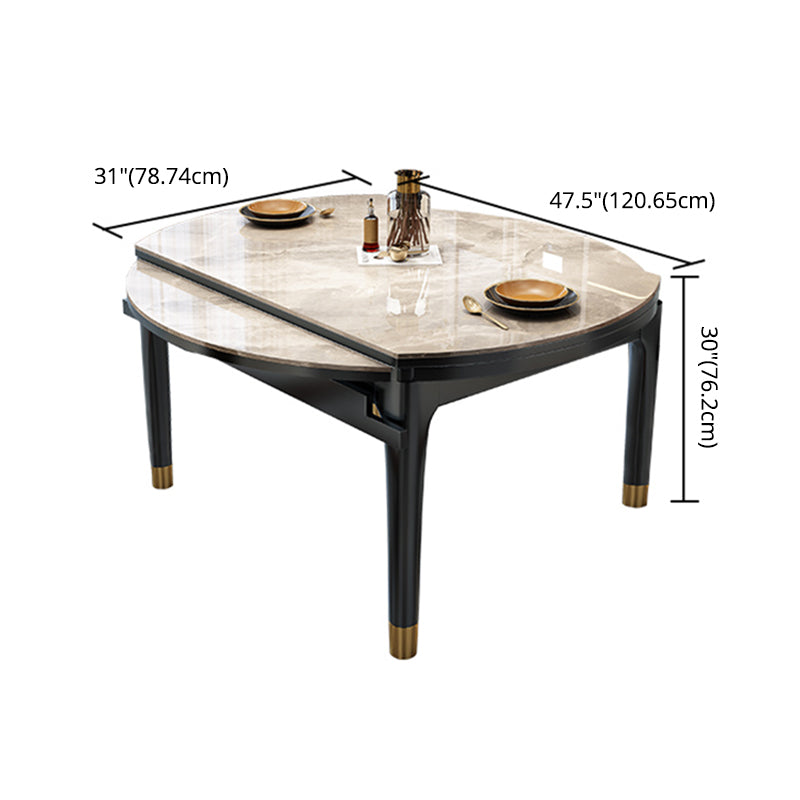 Modern Rectangle Shape Dining Set Sintered Stone Top Dining Table Furniture with Self-Storing¬†Leaf