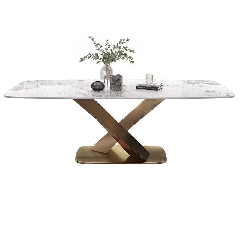 Fixed Contemporary Sintered Stone Dining Room Sett with Pedestal Base Dining Furniture
