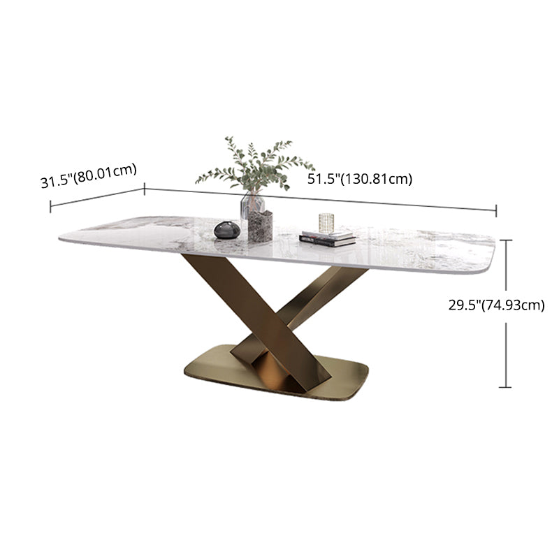 Comedor de piedra sinterizada contemporánea fija asentamiento con muebles de comedor de base de pedestal