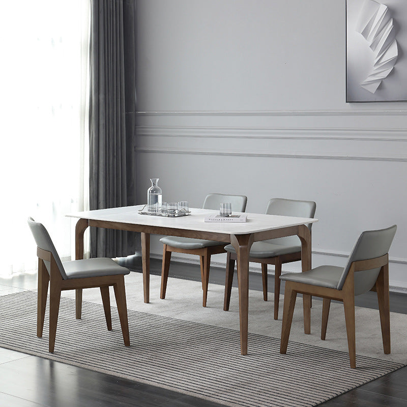 Comedor de piedra sinterizada fija contemporánea † ROOM † Table † con 4 patas de madera maciza Juego de comedor de cocina