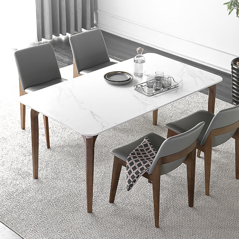 Comedor de piedra sinterizada fija contemporánea † ROOM † Table † con 4 patas de madera maciza Juego de comedor de cocina