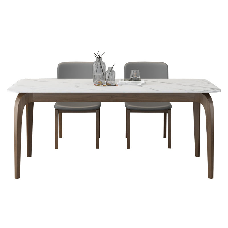 Contemporary Fixed Sintered Stone Dining¬†Room¬†Table¬†with 4 Solid Wood Legs Kitchen Dining Set