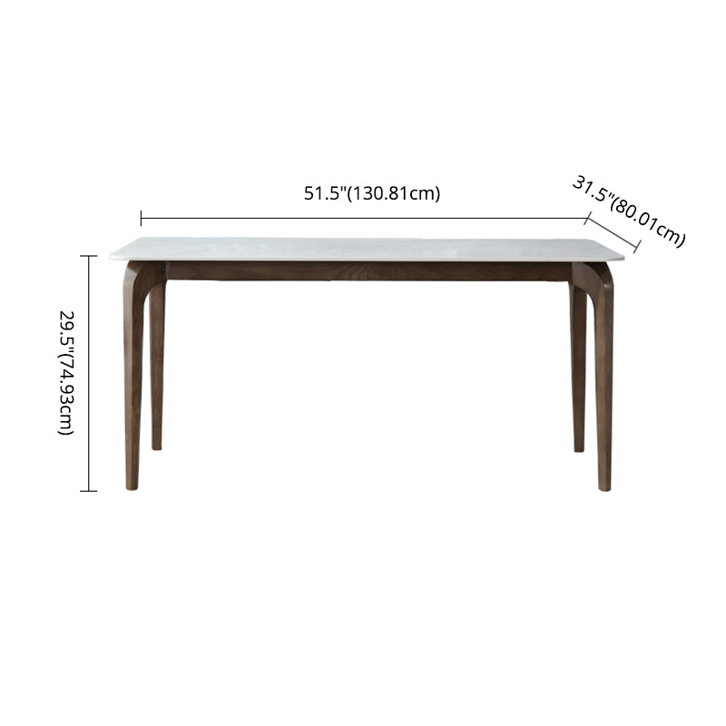 Contemporary Fixed Sintered Stone Dining¬†Room¬†Table¬†with 4 Solid Wood Legs Kitchen Dining Set