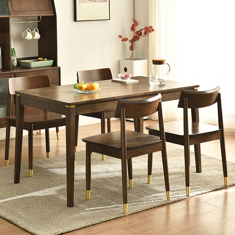 Contemporary Solid Wood Rectangle Shape Dining Furniture 4 Wood Legs Table Formal for Dining Room