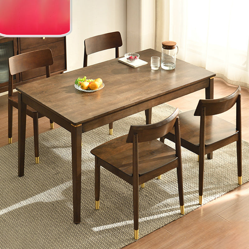 Eigentijdse massieve houten rechthoekige vorm eetgelegenheden 4 houten benen tafel formeel voor eetkamer