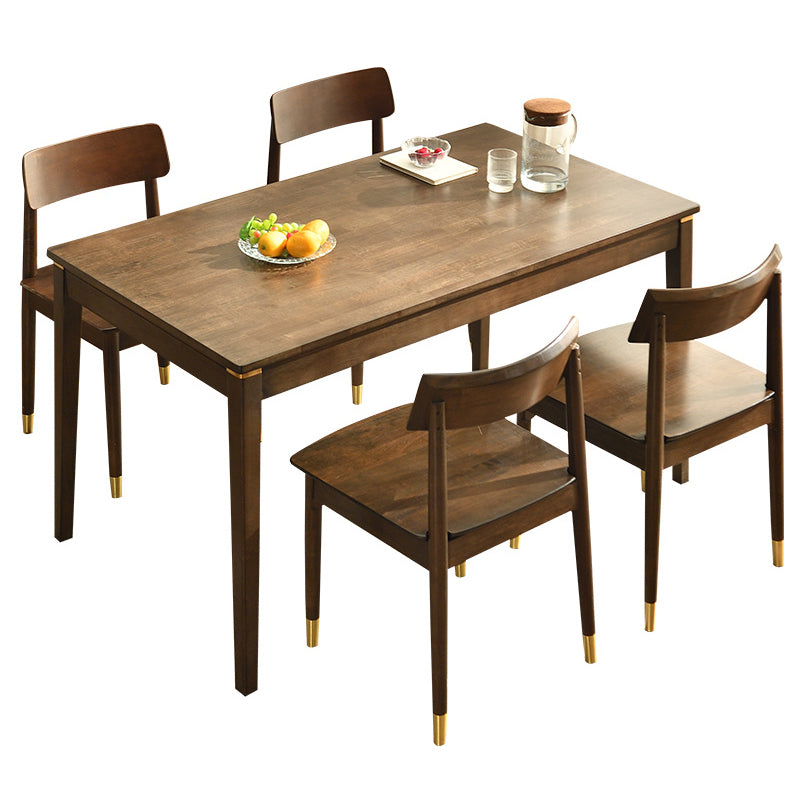 Zeitgenössische massive Holz Rechteck Form Essmöbel 4 Holzbeine Tisch formell für Esszimmer