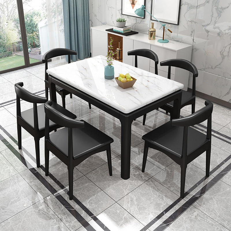 Traditional Style Marble Dining Table with White Rectangle Shape Table for Home Use
