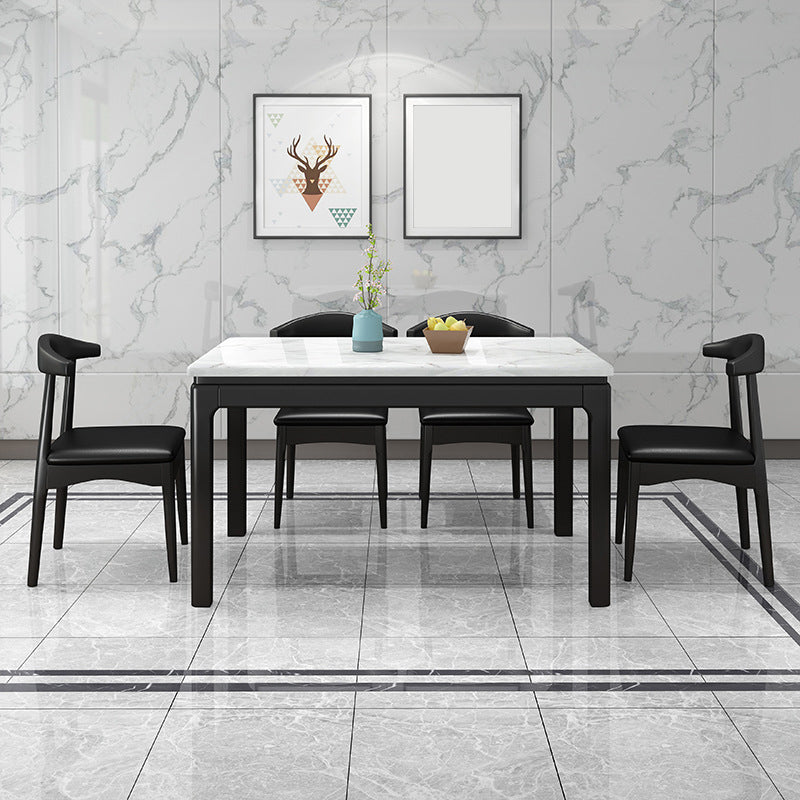 Traditional Style Marble Dining Table with White Rectangle Shape Table for Home Use