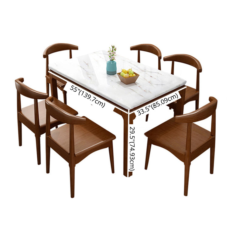 Traditional Style Marble Dining Table with White Rectangle Shape Table for Home Use