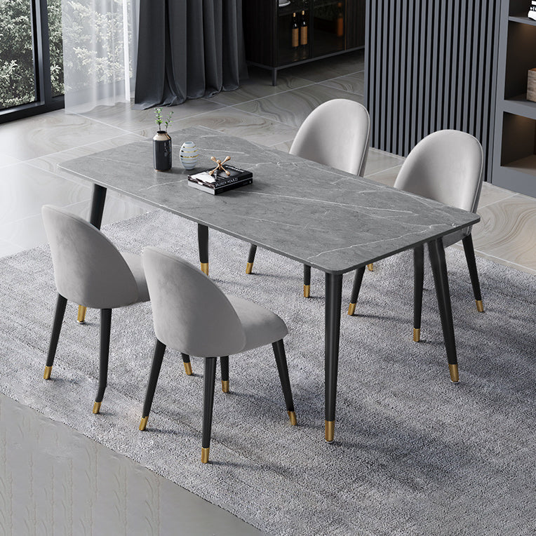 Contemporary Fixed Dining¬†Room¬†Table¬†Set with Metal 4 Legs Base Dining Table Furniture