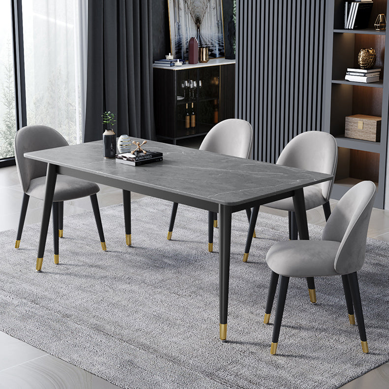 Contemporary Fixed Dining¬†Room¬†Table¬†Set with Metal 4 Legs Base Dining Table Furniture