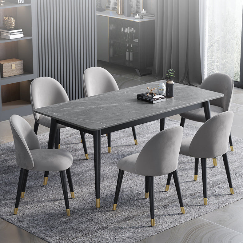 Contemporary Fixed Dining¬†Room¬†Table¬†Set with Metal 4 Legs Base Dining Table Furniture