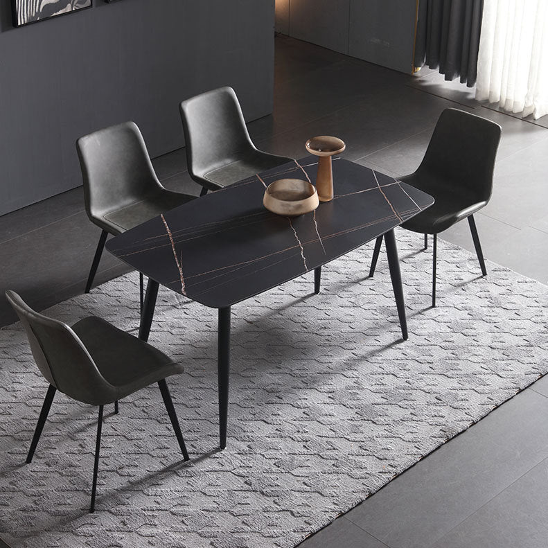 Tavolo da pranzo in pietra sinterizzato in stile glam con tavolo di altezza standard a forma di rettangolo per uso domestico