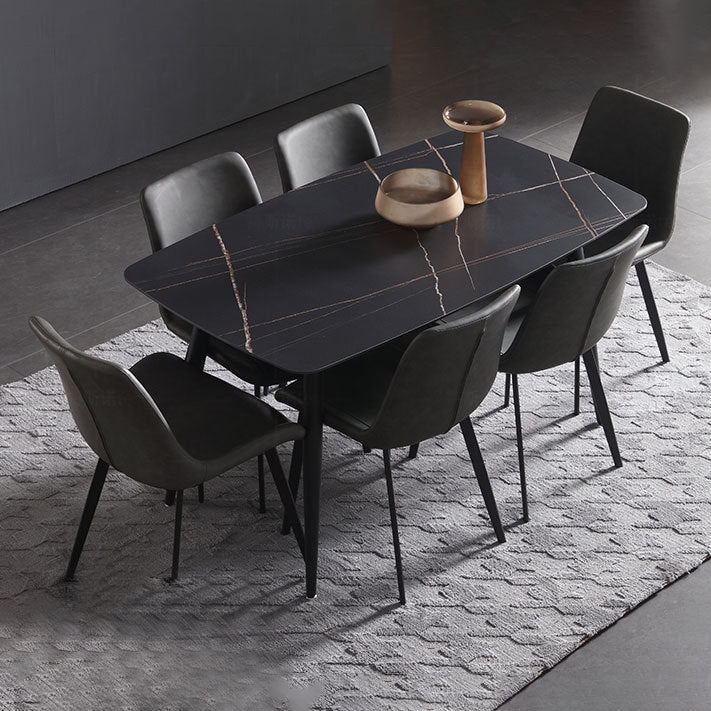 Tavolo da pranzo in pietra sinterizzato in stile glam con tavolo di altezza standard a forma di rettangolo per uso domestico