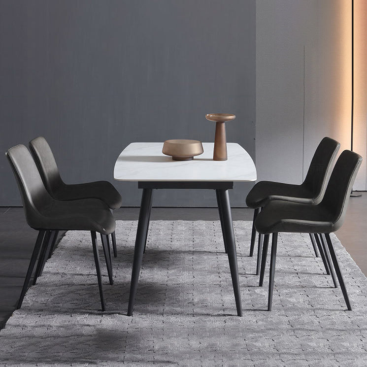 Tavolo da pranzo in pietra sinterizzato in stile glam con tavolo di altezza standard a forma di rettangolo per uso domestico