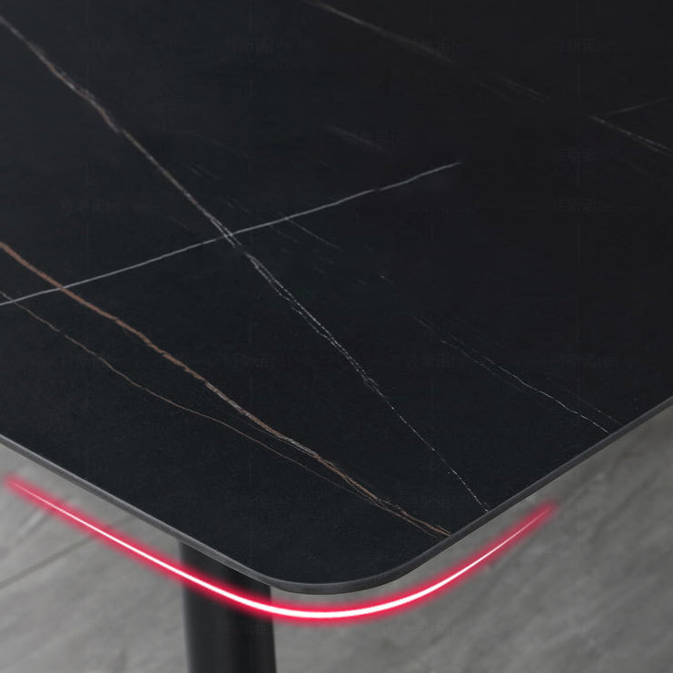 Tavolo da pranzo in pietra sinterizzato in stile glam con tavolo di altezza standard a forma di rettangolo per uso domestico